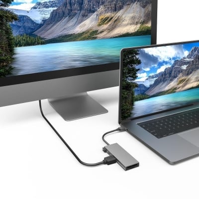 USB hub HAMA Multiport, 6 ports, 2 x USB-A, USB-C, HDMI, SD, microSD, Gray