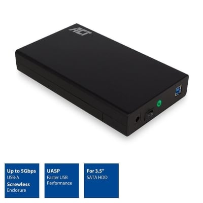 ACT AC1405, 3.5", SATA, USB 3.1 Gen1 (USB 3.0), Black