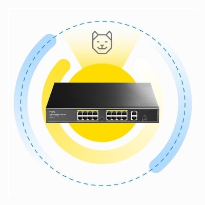 Cudy FS1018PS1, 16 x 10/100 PoE+ Switch 190W, 2 x Gigabit ports, 1 x SFP Slot