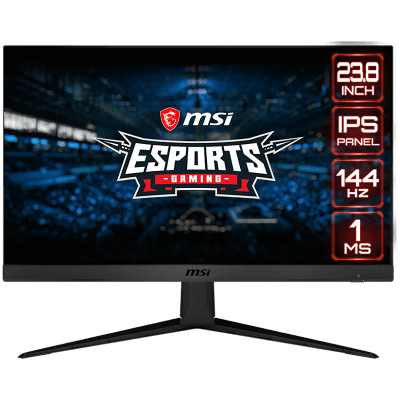 MSI Optix G241 Gaming Monitor, 24 inch 144Hz, FHD (1920x1080) 16:9, IPS Anti-glare, 1ms, 250nits, 1000:1, 178°/178°, AMD FreeSync, Anti-Flicker, 1x DP, 2x HDMI, 3Y Warranty