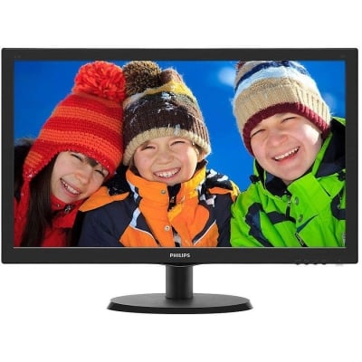 Monitor LED Philips 240V5QDSB/00, V-line, 24 inch 1920x1080@60Hz, 16:9, IPS, 5ms, 250nits, Black, 3 Years, VESA100x100/VGA/DVI/HDMI/