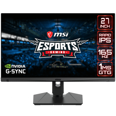MSI Optix MAG274QRF Gaming Monitor, 27 inch 165Hz, WQHD (2560x1440) 16:9, Rapid IPS Anti-glare, 1ms (GTG), 300nits, 1000:1, 178°/178°, HDR, G-sync Compatible, 1x DP, 2x HDMI, 1x Type-C, 2x USB