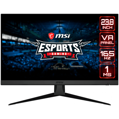 MSI Optix G243 Gaming Monitor, 24 inch 165Hz, FHD (1920x1080) 16:9, VA Anti-glare, 1ms, 350nits, 3000:1, 178°/178°, Freesync Premium, Adjustable Stand, 1x DP, 2x HDMI, 3Y Warranty