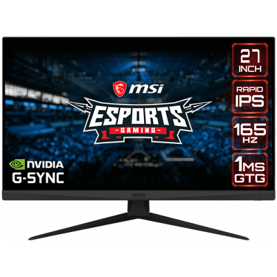 MSI Optix G273QF Gaming Monitor, 27 inch 165Hz, WQHD (2560x1440) 16:9, Rapid IPS Anti-glare, 1ms, 300nits, 1000:1, 178°/178°, G-sync Compatible, Night Vision, Adjustable Stand, 1x DP, 2x HDMI,