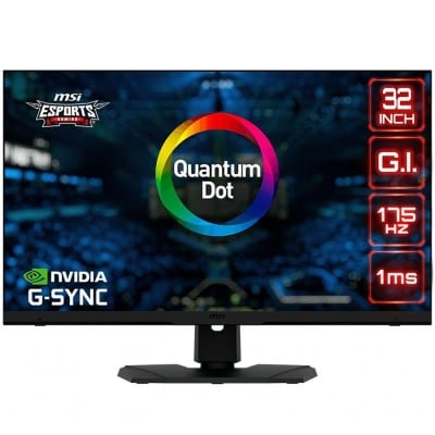 MSI Optix MPG321QRF-QD Gaming Monitor, 32 inch 175Hz, WQHD (2560 x 1440) 16:9, Rapid IPS Anti-glare, Quantum Dot, 1ms, 400nits, 1000:1, 178°/178°, HDR, G-sync Compatible, 1xDP, 2xHDMI, 1xType-C,