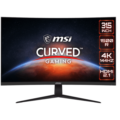 MSI G321CU Curved Gaming Monitor, 32 inch 144Hz, 4K UHD (3840x2160) 16:9, IPS Anti-glare, 1500R curve, 1ms, 300nits, 3000:1, 178°/178°, Adaptive Sync, Adjustable Stand, 1x DP, 2x HDMI,