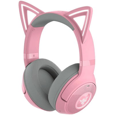 Kraken Kitty BT V2 - Quartz Ed. Pink, Wireless Gaming Headset, Kitty Ears and Earcups, Bluetooth 5.2 with Gaming Mode, TriForce 40 mm Drivers, Built into the earcups microphone, Up to 40-hour