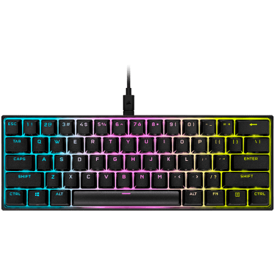 Corsair K65 RGB MINI 60% Mechanical Gaming Keyboard, Backlit RGB LED, CHERRY MX SPEED, Black, Black PBT Keycaps, EAN:0840006635772