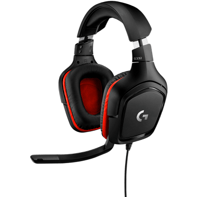 LOGITECH G332 Wired Gaming Headset - LEATHERETTE - BLACK/RED - 3.5 MM