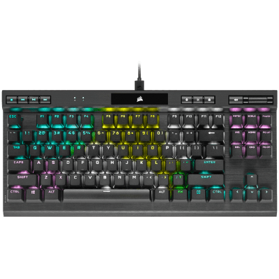 Corsair K70 RGB TKL CHAMPION SERIES Tenkeyless Mechanical Gaming Keyboard, Backlit RGB LED, CHERRY MX Red, Black, Black PBT Keycaps, EAN:0840006639619
