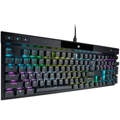 Corsair K70 RGB PRO Optical-Mechanical Gaming Keyboard, Backlit RGB LED, CORSAIR OPX, Black, Black PBT Keycaps, EAN:0840006660163