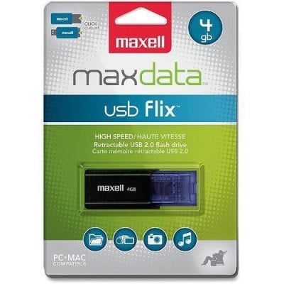 USB drive MAXELL FLIX 4GB, USB 2.0, Black