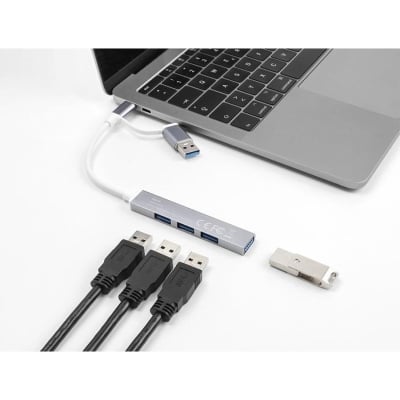 USB hub Delock, USB-C / USB-A - 3 x USB-A 2.0 + 1 x USB-A 5 Gbps