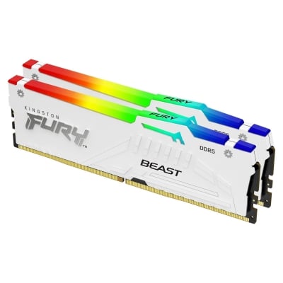 Памет Kingston FURY Beast White RGB 32GB (2x16GB) DDR5 6000MHz CL30 - XMP