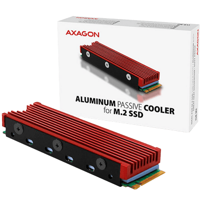 AXAGON CLR-M2 passive - M.2 SSD, 80mm SSD, ALU body, silicone thermal pads