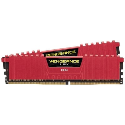 Памет Corsair DDR4, 3200MHz 16GB 2x8GB Dimm, Unbuffered, 16-18-18-36, XMP 2.0, Vengeance LPX red, Black PCB, 1.35V, for SKL, EAN:0843591070478