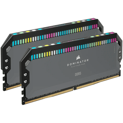 Памет Corsair DDR5, 6000MT/s 32GB 2x16GB DIMM, Unbuffered, 30-36-36-76, Std PMIC, AMD EXPO, DOMINATOR PLATINUM RGB DDR5 Cool Grey Heatspreader, RGB LED, 1.4V