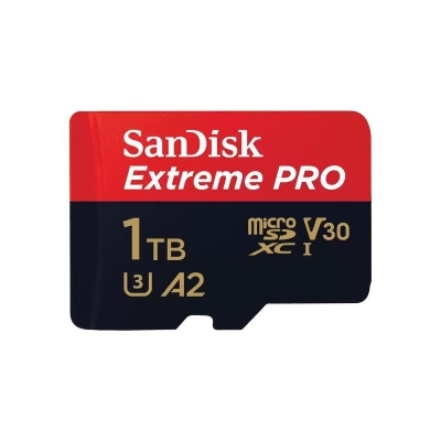 SANDISK Extreme PRO microSDXC, 1TB, Class 10 U3, A2, V30, 140 MB/s, SD adapter