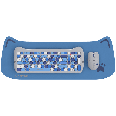 CANYON HSET-W6 Keyboard+Mouse Kitty Edition AAA+АА Wireless Blue