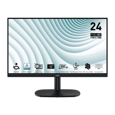 MSI PRO MP245V - 24 inch 100Hz, 1920x1080 16:9, VA Anti-glare, 1ms/4ms