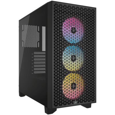 Кутия Corsair 3000D RGB Tempered Glass, ATX, Black
