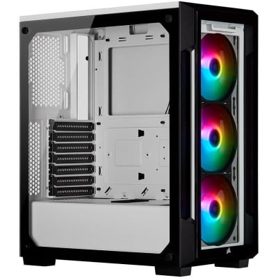 Кутия CORSAIR iCUE 220T RGB Tempered Glass, ATX, White