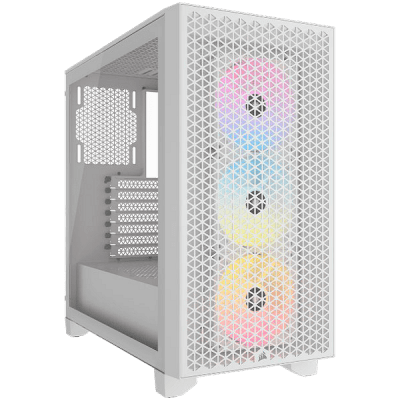Кутия Corsair 3000D RGB Tempered Glass, ATX, White