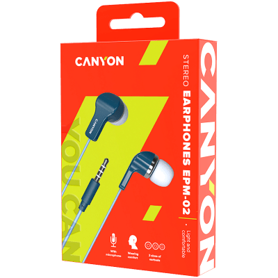 CANYON EPM-02 Stereo Earphones with inline microphone - Blue