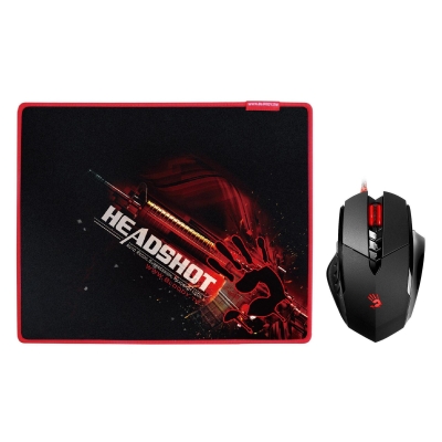 Комплект Bloody V7M + Mousepad B071, Optical, USB, с кабел