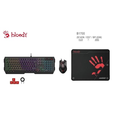 Esports A4Tech Bloody B1700 - keyboard N140N, mouse ES7, pad BP-50M