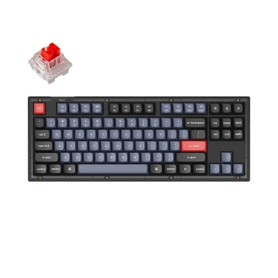 Keychron V3 TKL Knob QMK Frosted Black Translucent, Keychron K Pro Red Switch, RGB Backlight