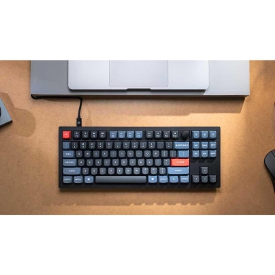 Keychron V3 TKL Knob QMK Carbon Black, Keychron K Pro Red Switch, RGB Backlight