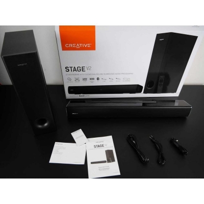 Creative Stage V2 2.1, Subwoofer, Soundbar, Bluetooth, 160W, Black