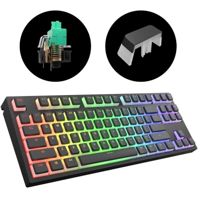 Dark Project KD87A Black TKL PBT - HS Gateron Cap Teal Switch, RGB