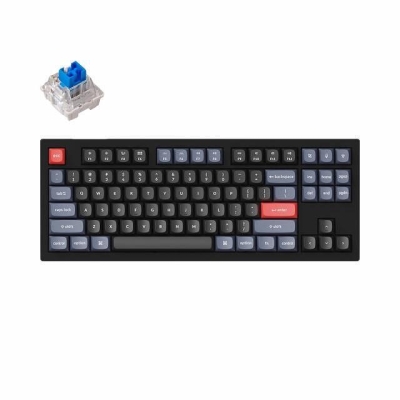 Keychron V3 TKL Knob QMK Carbon Black, Keychron K Pro Blue Switch, RGB Backlight