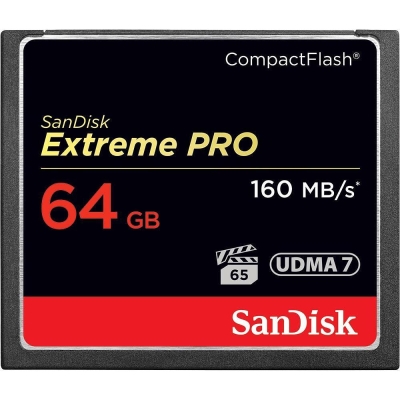 SANDISK Extreme PRO, CompactFlash, 64GB, VPG 65, 160 Mb/s