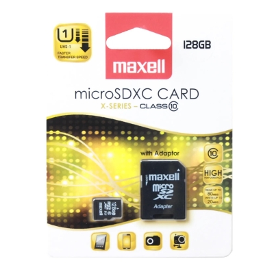 Maxell micro SDXC, 128GB, Class 10, adapter