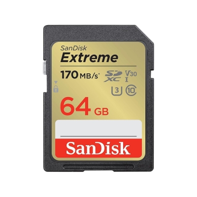 SANDISK Extreme SDXC, 64GB, UHS-1, Class 10, U3, V30, 80 MB/s