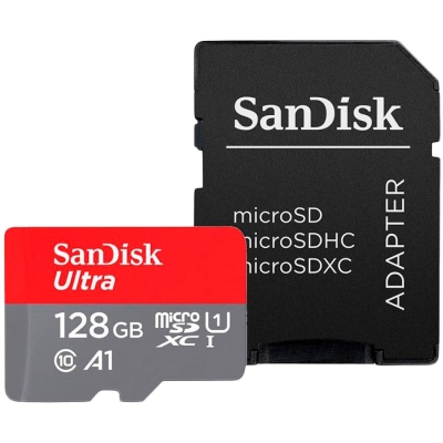 SANDISK Ultra microSDXC, 128GB, A1, UHS-I, U1, Class 10, 140MB/s, Adapter
