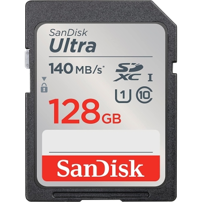 SANDISK Ultra SDXC, 128GB, Class 10, U1, 140 Mb/s