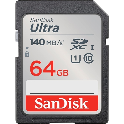 SANDISK Ultra SDXC, 64GB, Class 10, U1, 140 Mb/s