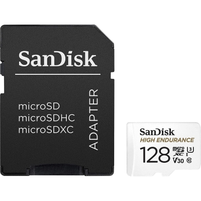 Карта памет SANDISK High Endurance, SD Адаптер, micro SDXC UHD, V30, 128GB, Class 10