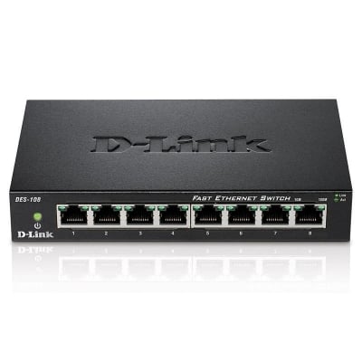 D-Link DES-108/E, 8 port switch 10/100, metal case