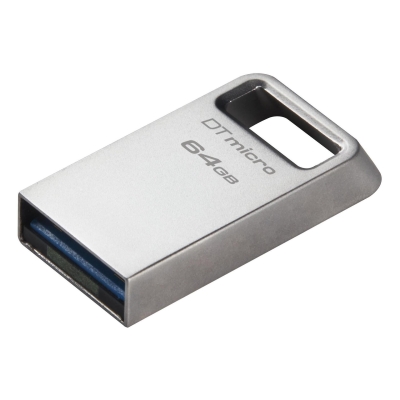 USB drive KINGSTON DataTraveler Micro, 64GB, USB-A 3.2 Gen 1, Silver