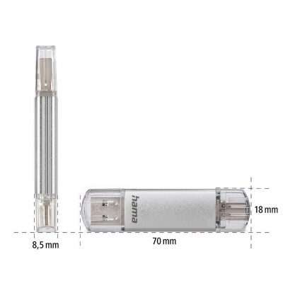 USB drive HAMA Laeta, 32GB, USB 3.1 Type-C, Silver