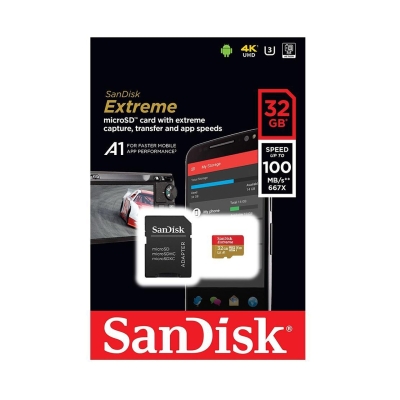 Sandisk Extreme® microSDHC Card, 32GB, SD Adapter, Class 10, U3