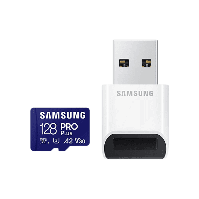 Samsung PRO Plus, microSDXC, UHS-I, 128GB, Adapter, USB reader