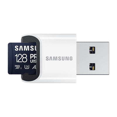 Samsung PRO Ultimate, microSDXC, UHS-I, 128GB, Adapter, USB reader