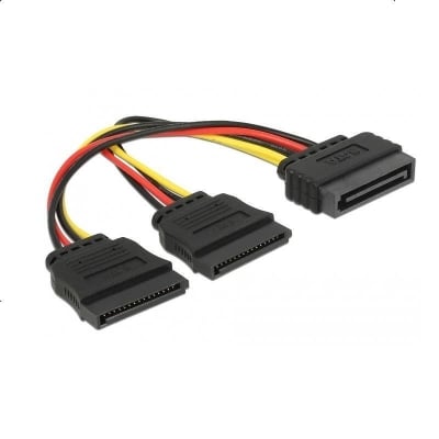 DeLock cable Power SATA 15 pin to 2 x SATA HDD, 15cm