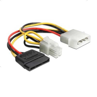 DeLock cable Power Molex 4 pin male toSATA 15 pin female + P4 male, 15cm
